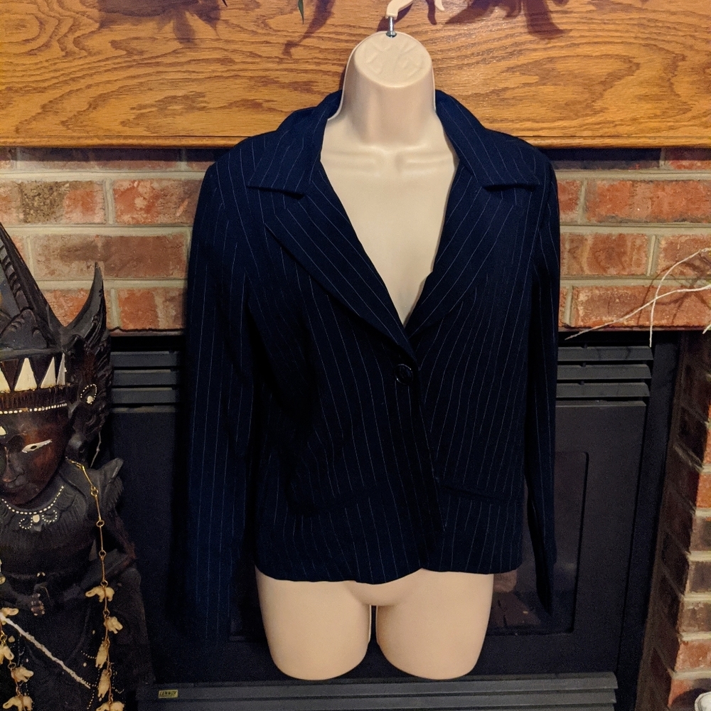 Faith Love Passion Black pinstripe 3/4 blazer M
